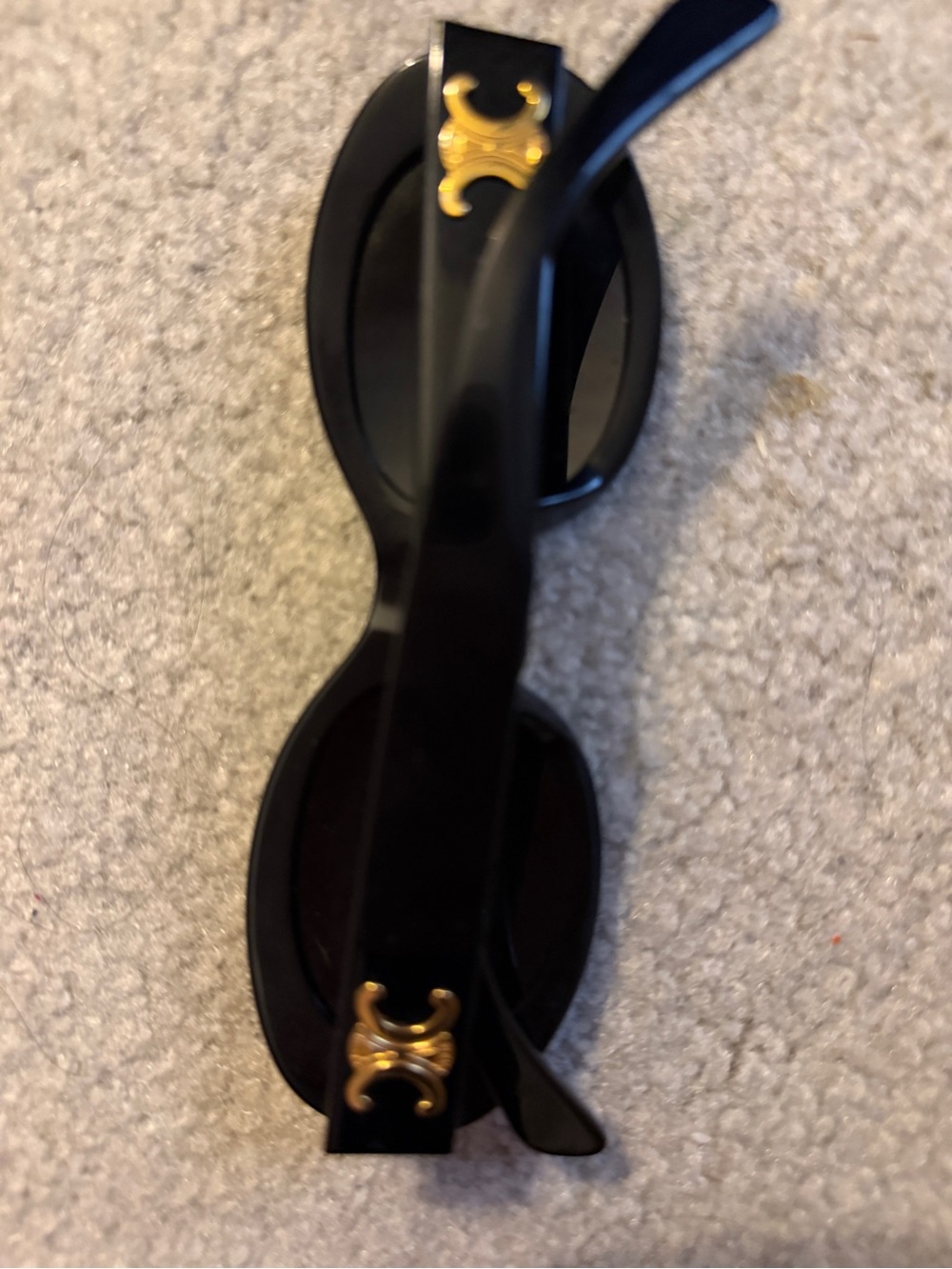 Celine Black Sunglasses with Gold Logo Accents
